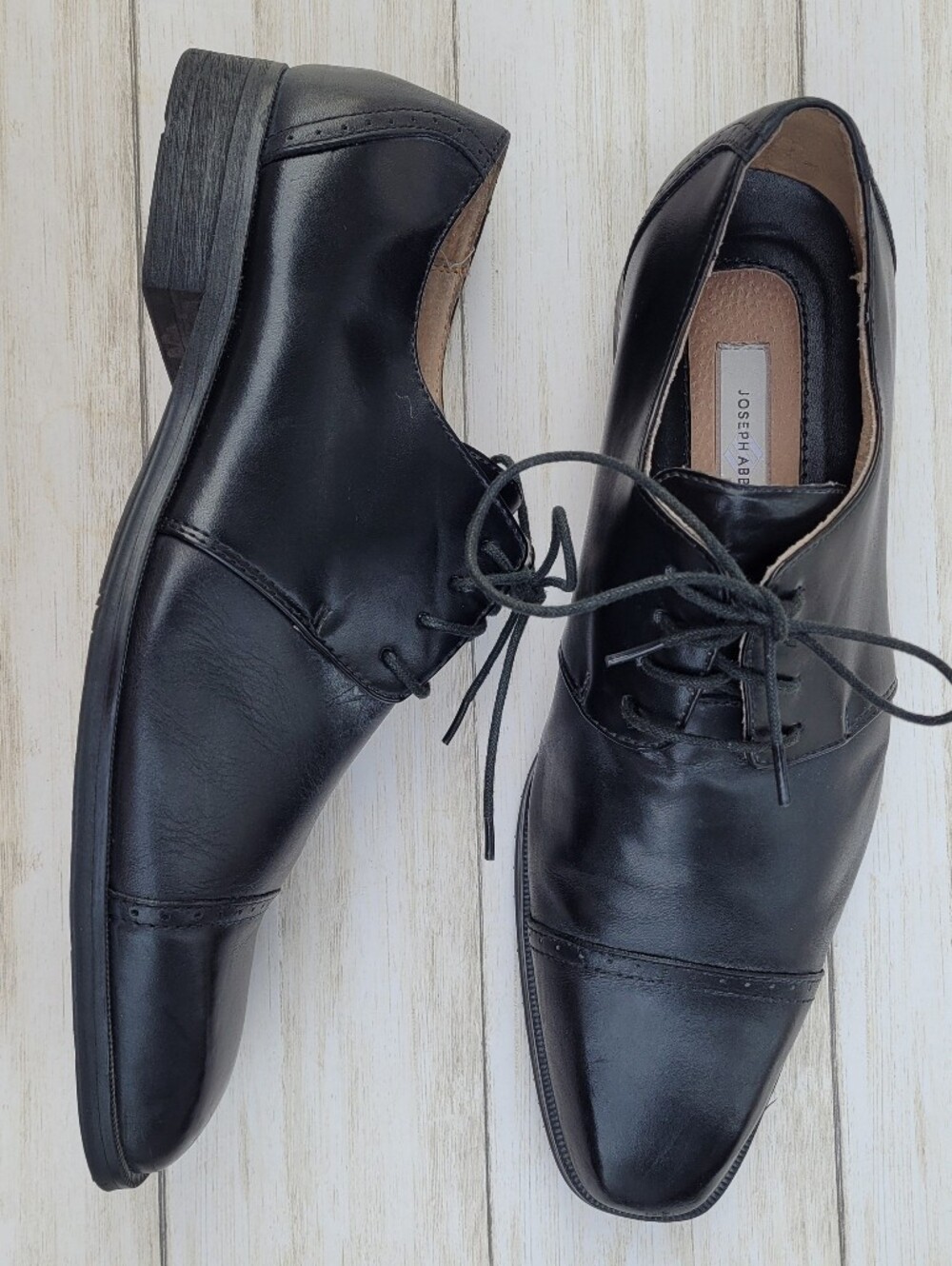 Joseph Abboud Black Leather Cap Toe Dress Oxford Formal Lace Up Shoes Men's 10.5